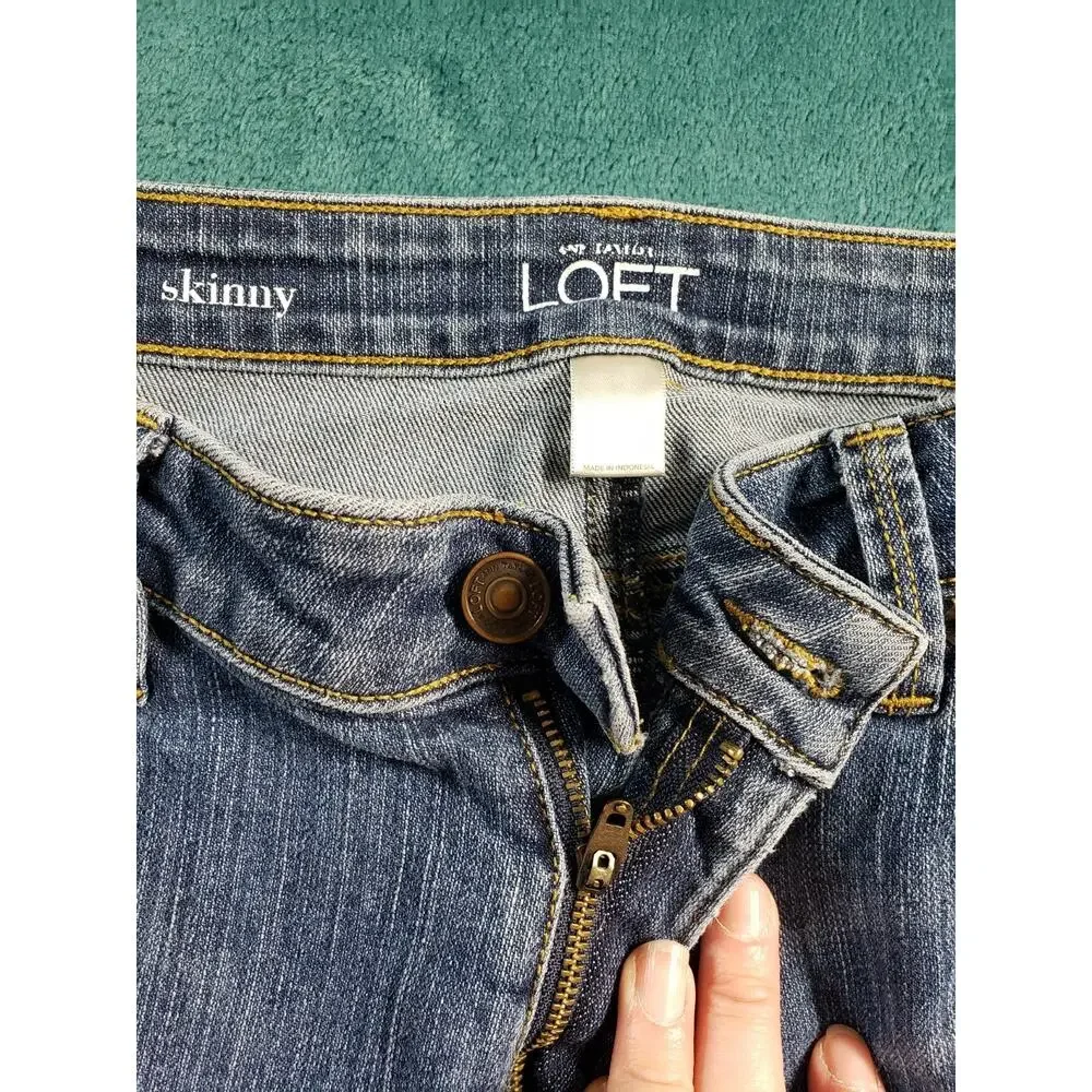 Loft Jeans Size 12 Petite Women Blue Pants Denim Stretch Mid Rise Modern Skinny